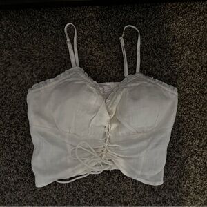 Women's L lace up cropped top white SO adjustable straps